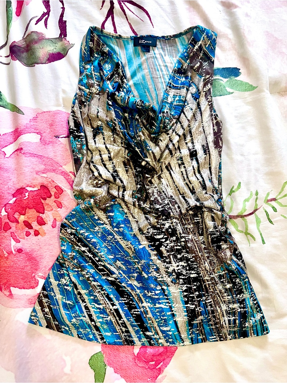Iz Byer Modern Print T-Back Top
